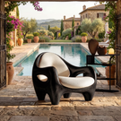 Sculptural Solid Wood Lounge Chair with Organic Open Armrests