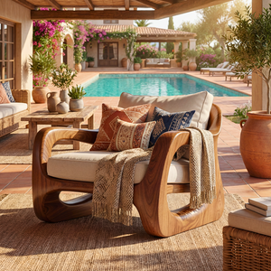 Organic Solid Wood Accent Chair with Sculptural Open Frame