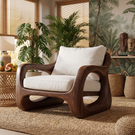 Organic Solid Wood Accent Chair with Sculptural Open Frame