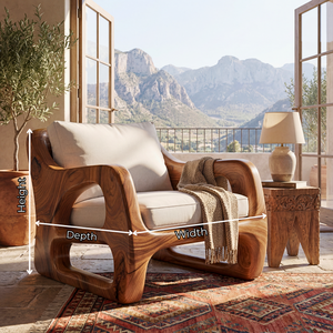 Solid Wood Lounge Chair with Curved Open Arm Frame
