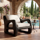 Solid Wood Lounge Chair with Curved Open Arm Frame