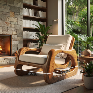 Organic Solid Wood Armchair with Sculptural Open Sides