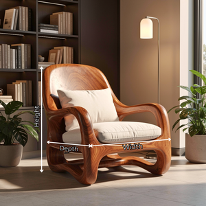 Organic Solid Wood Lounge Chair with Sculpted Arm Frame