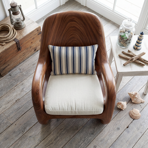 Organic Solid Wood Lounge Chair with Sculpted Arm Frame