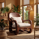 Organic Solid Wood Lounge Chair with Sculpted Arm Frame