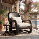 Organic Solid Wood Lounge Chair with Sculpted Arm Frame