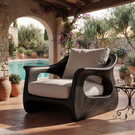 Rustic Solid Wood Lounge Chair with Organic Carved Arms