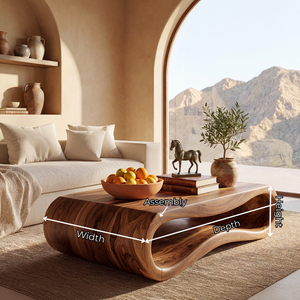 Organic Solid Wood Coffee Table with Sculptural Open Base