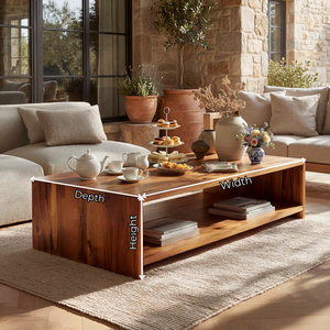 Solid Wood Coffee Table with Clean Open Shelf Design