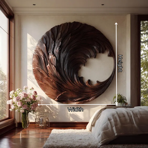 Round Solid Wood Wave Wall Sculpture for Living Room