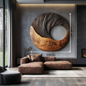 Round Solid Wood Wall Art with Textured Spiral Open Center