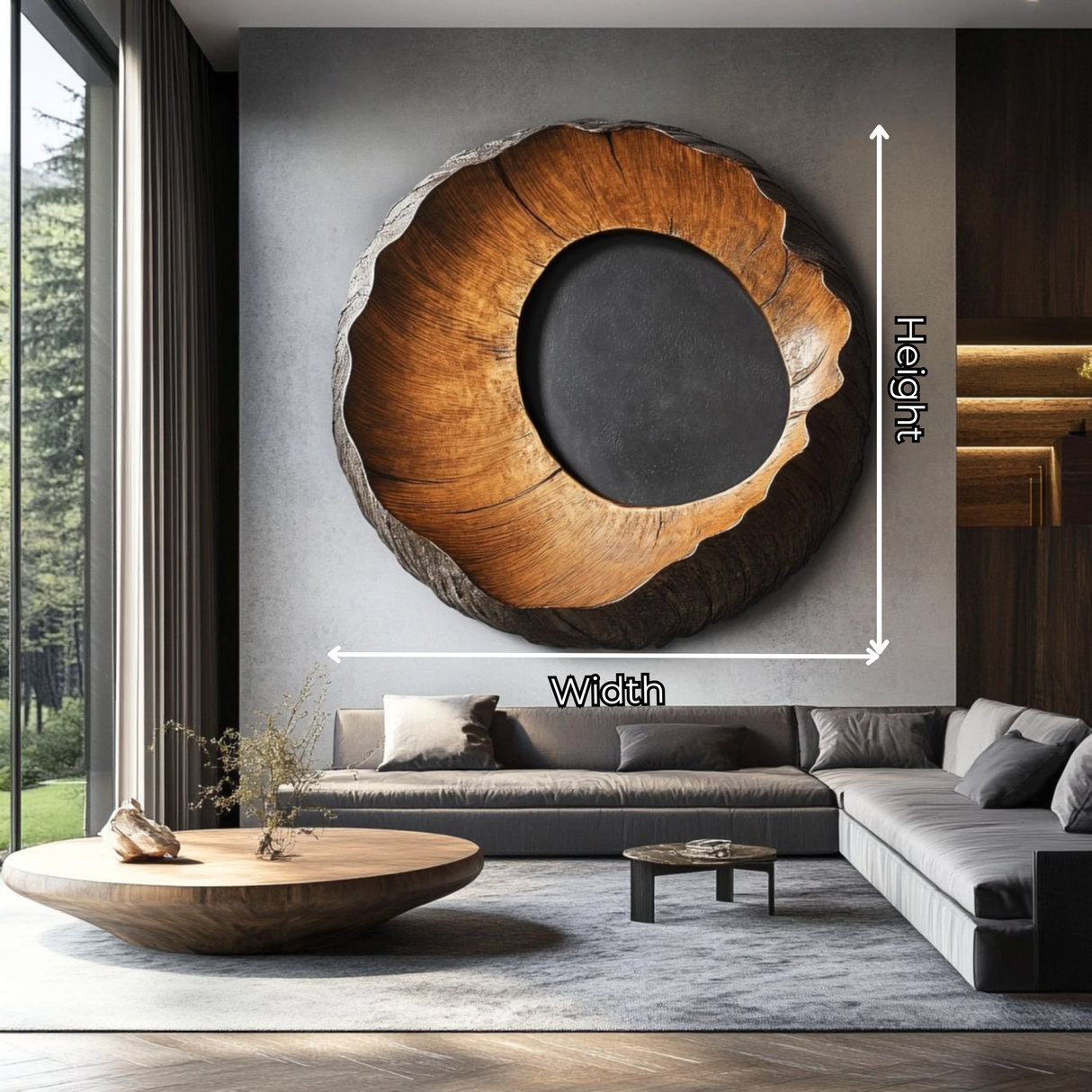 Handcrafted Solid Wood Wall Sculpture with Organic Circular Form