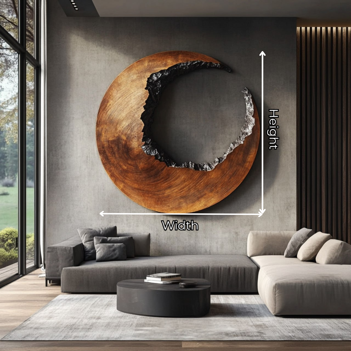 Solid Wood Circular Wall Sculpture with Open Center Form