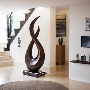 Handcrafted Solid Wood Floor Sculpture with Intertwined Teardrop Form