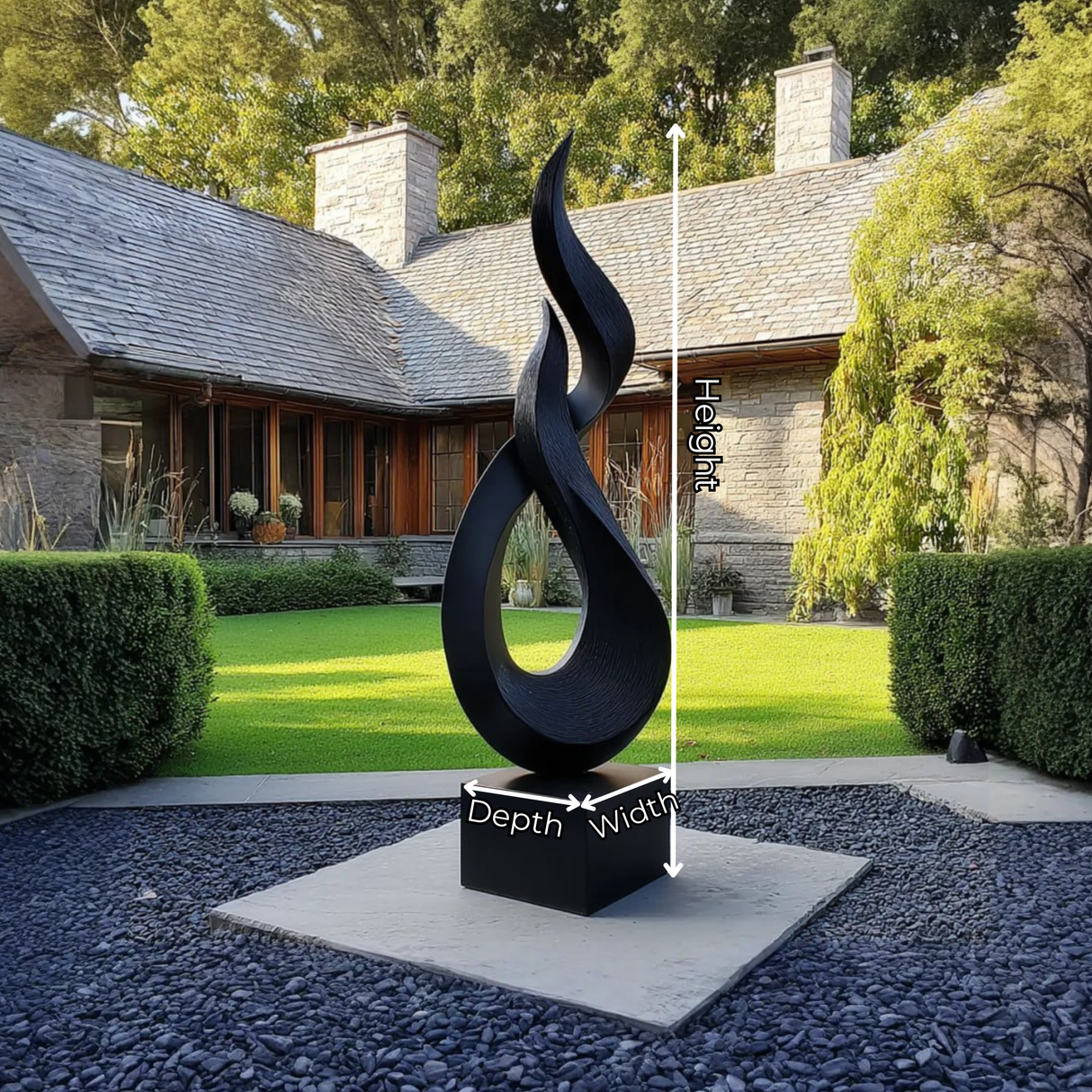 Handcrafted Solid Wood Garden Sculpture with Flame Twist Open Form