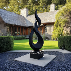 Handcrafted Solid Wood Garden Sculpture with Flame Twist Open Form