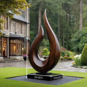 Monumental Solid Wood Garden Sculpture with Open Flame Form