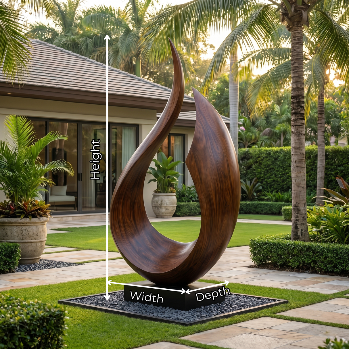 Handcrafted Solid Wood Outdoor Sculpture with Rising Open Arc Form