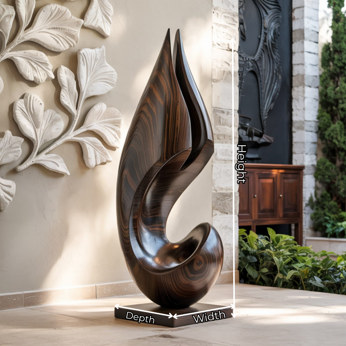 Ascending Flame Abstract Wood Floor Sculpture