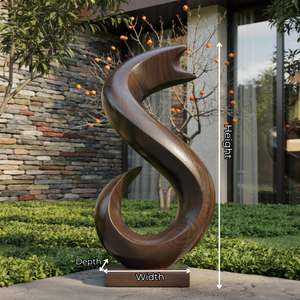 Handcrafted Solid Wood Flame Wave Sculpture for Garden and Entryway Decor