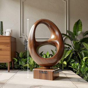 Handcrafted Solid Wood Double Void Abstract Sculpture for Modern Decor