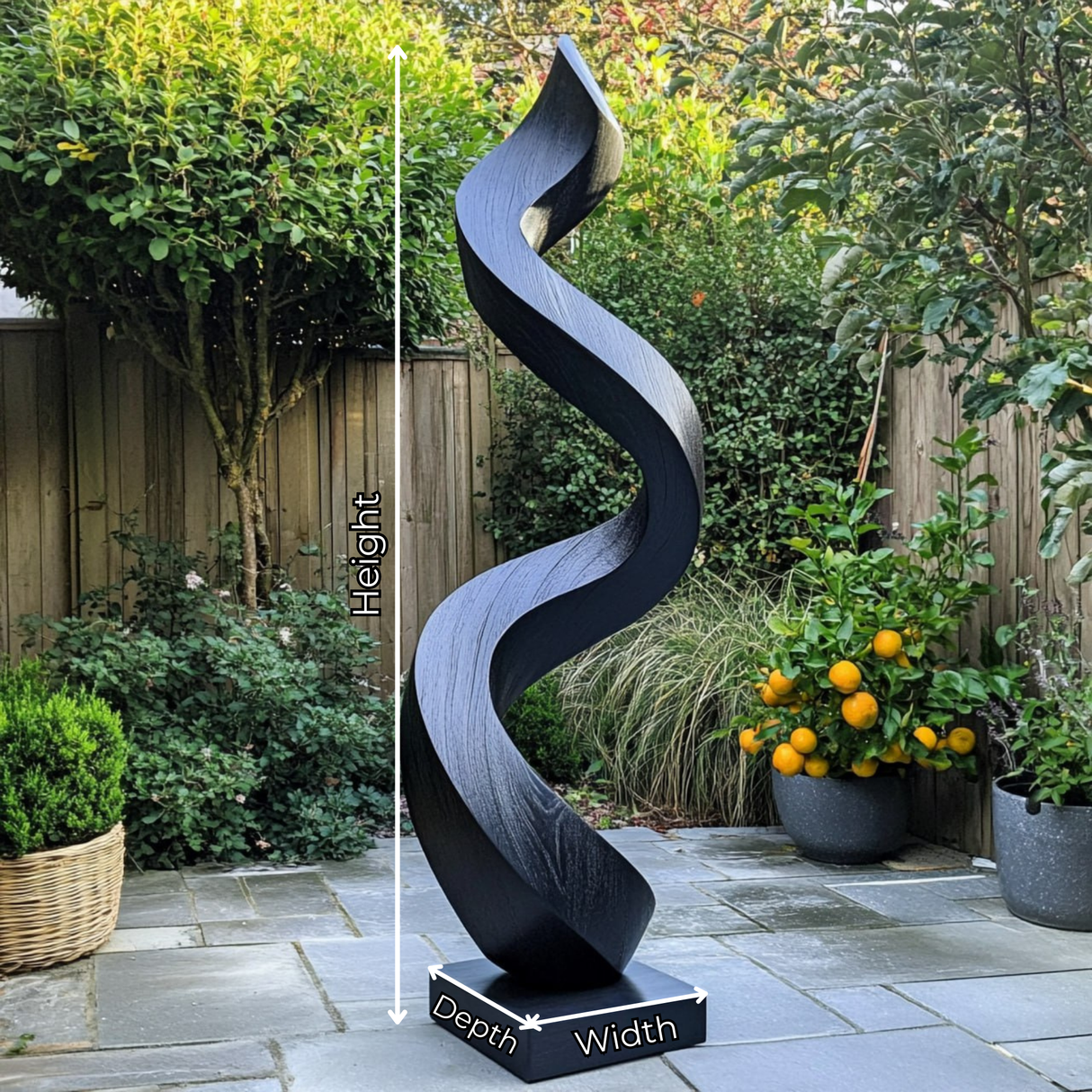 Outdoor Twisting Ribbon Solid Wood Sculpture for Garden Decor