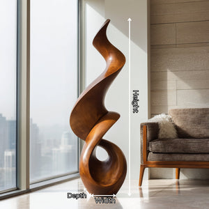 Abstract Solid Wood Floor Sculpture for Luxury Interior Display