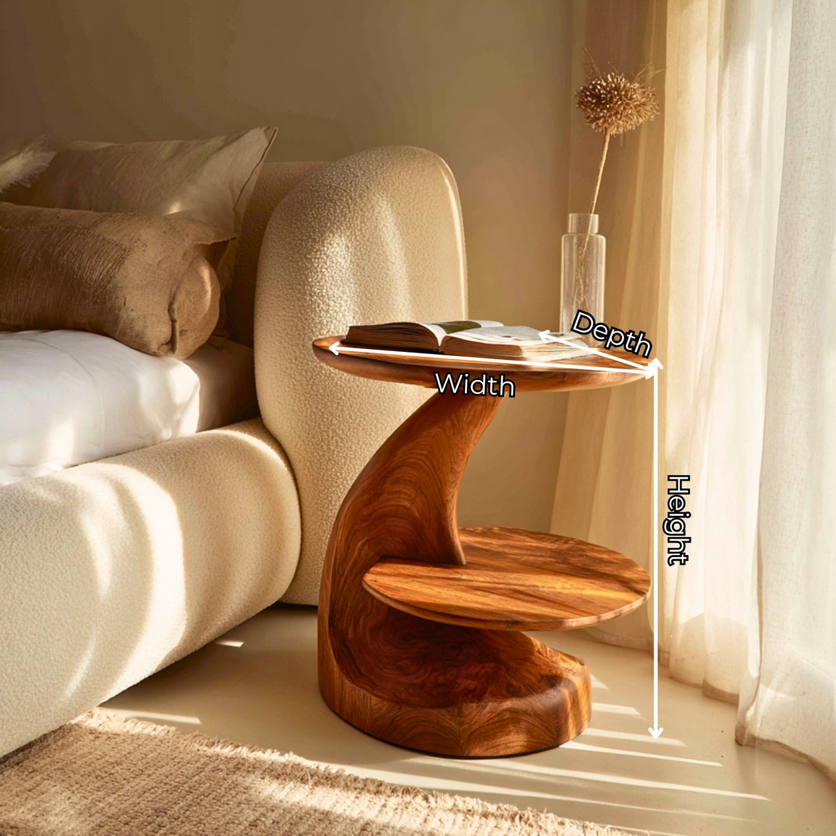 Two Tier Solid Wood Accent Table for Bedroom and Lounge Styling
