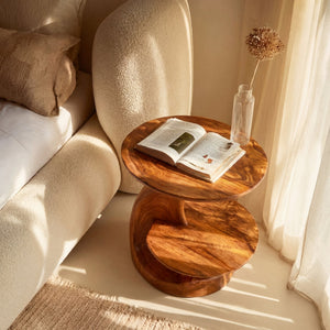 Two Tier Solid Wood Accent Table for Bedroom and Lounge Styling