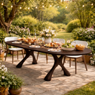 Solid Wood Dining Table with Sculpted Organic Legs for Dining Room