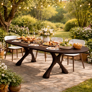 Solid Wood Dining Table with Sculpted Organic Legs for Dining Room