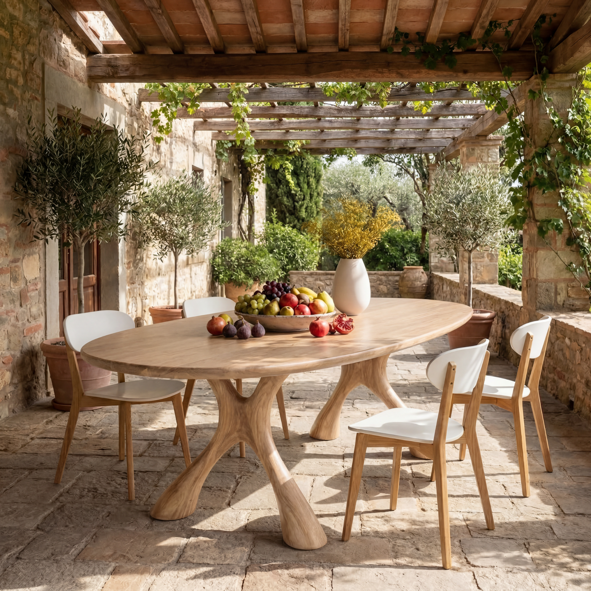 Solid Wood Dining Table with Sculpted Organic Legs for Dining Room