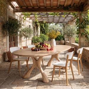 Solid Wood Dining Table with Sculpted Organic Legs for Dining Room