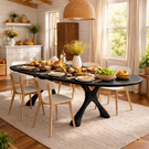 Solid Wood Dining Table with Sculpted Organic Legs for Dining Room