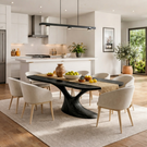 Organic Solid Wood Dining Table with Sculptural Flowing Base for Dining Room