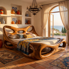 Handcrafted Solid Wood Organic Bed Frame with Sculptural Hollow Form Design