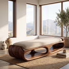 Organic Solid Wood Bench with Sculptural Open Base for Bedroom