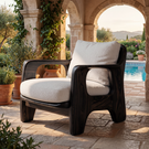 Solid Wood Accent Chair with Rounded Sculptural Armrests