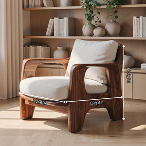 Solid Wood Accent Chair with Rounded Sculptural Armrests