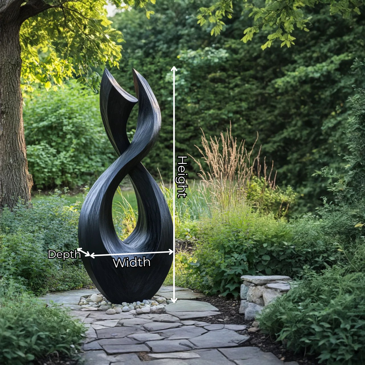 Handcrafted Solid Wood Garden Sculpture with Twisting Open Form