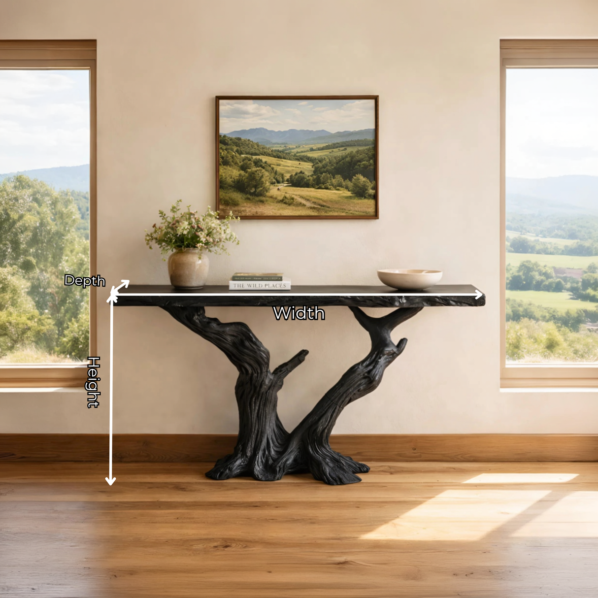 Twin Trunk Solid Wood Console Table