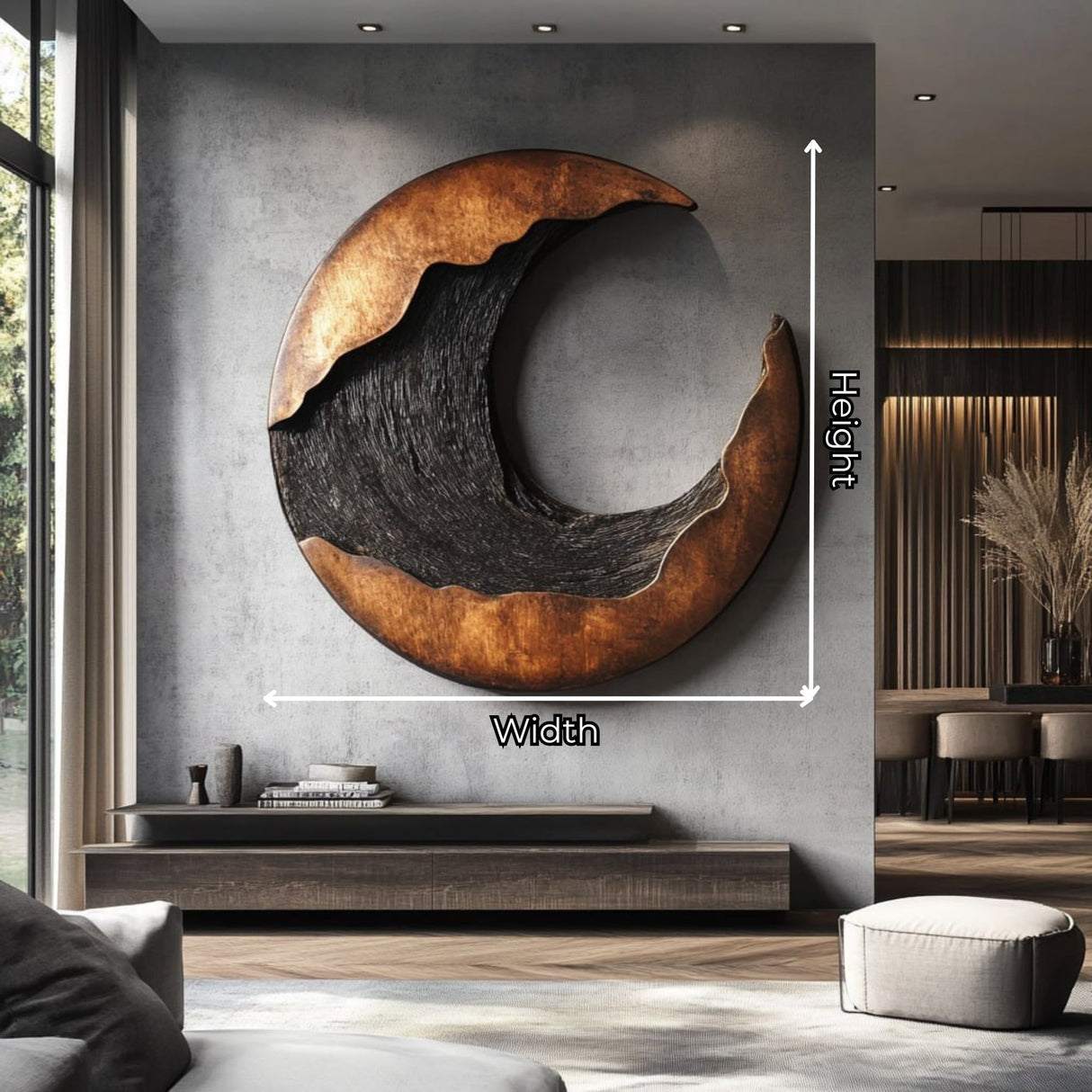 Organic Crescent Solid Wood Wall Sculpture for Modern Interiors
