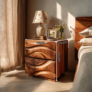 Handcrafted Solid Wood Nightstand with Sculpted Wave Drawer Fronts