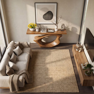 Wave Arch Sculptural Solid Wood Console Table with Hollow Asymmetric Base