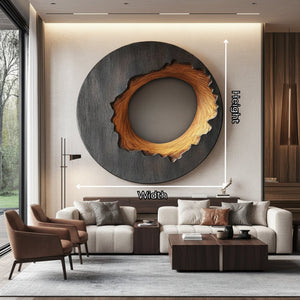 Round Solid Wood Wall Sculpture for Contemporary Living Spaces