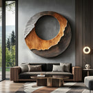 Layered Round Solid Wood Wall Sculpture for Contemporary Interiors
