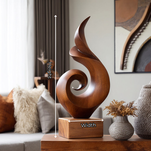 Handmade Abstract Spiral Wood Sculpture Modern Minimalist Tabletop Art Decor