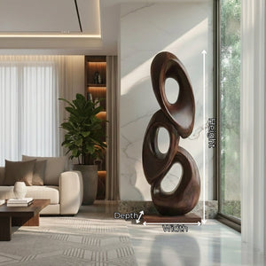 Abstract Loop Solid Wood Floor Sculpture for Modern Interiors