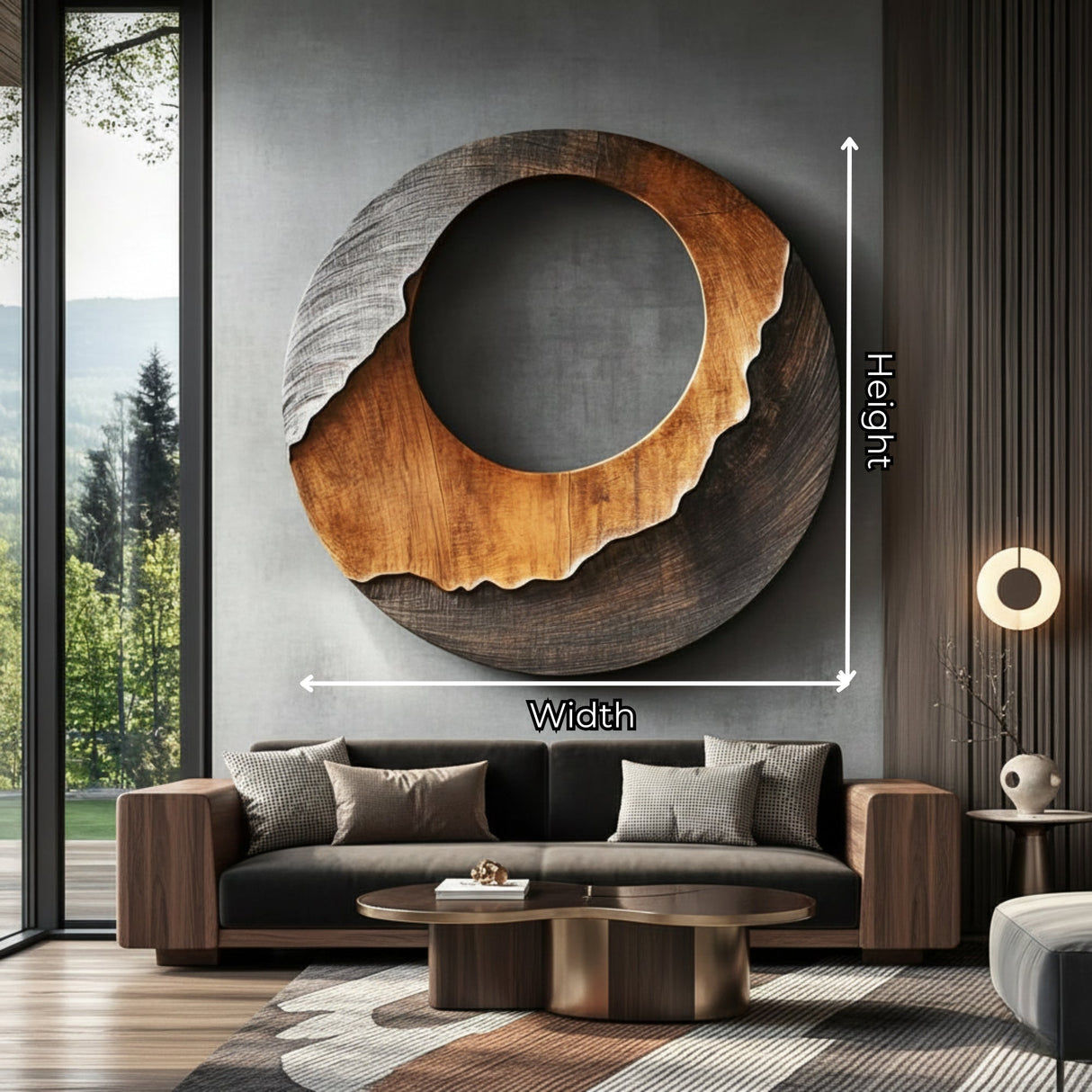 Layered Round Solid Wood Wall Sculpture for Contemporary Interiors