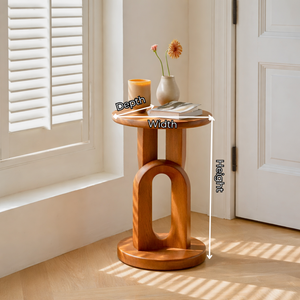 Tall Solid Wood Side Table Round Top Pedestal Living Room Decor